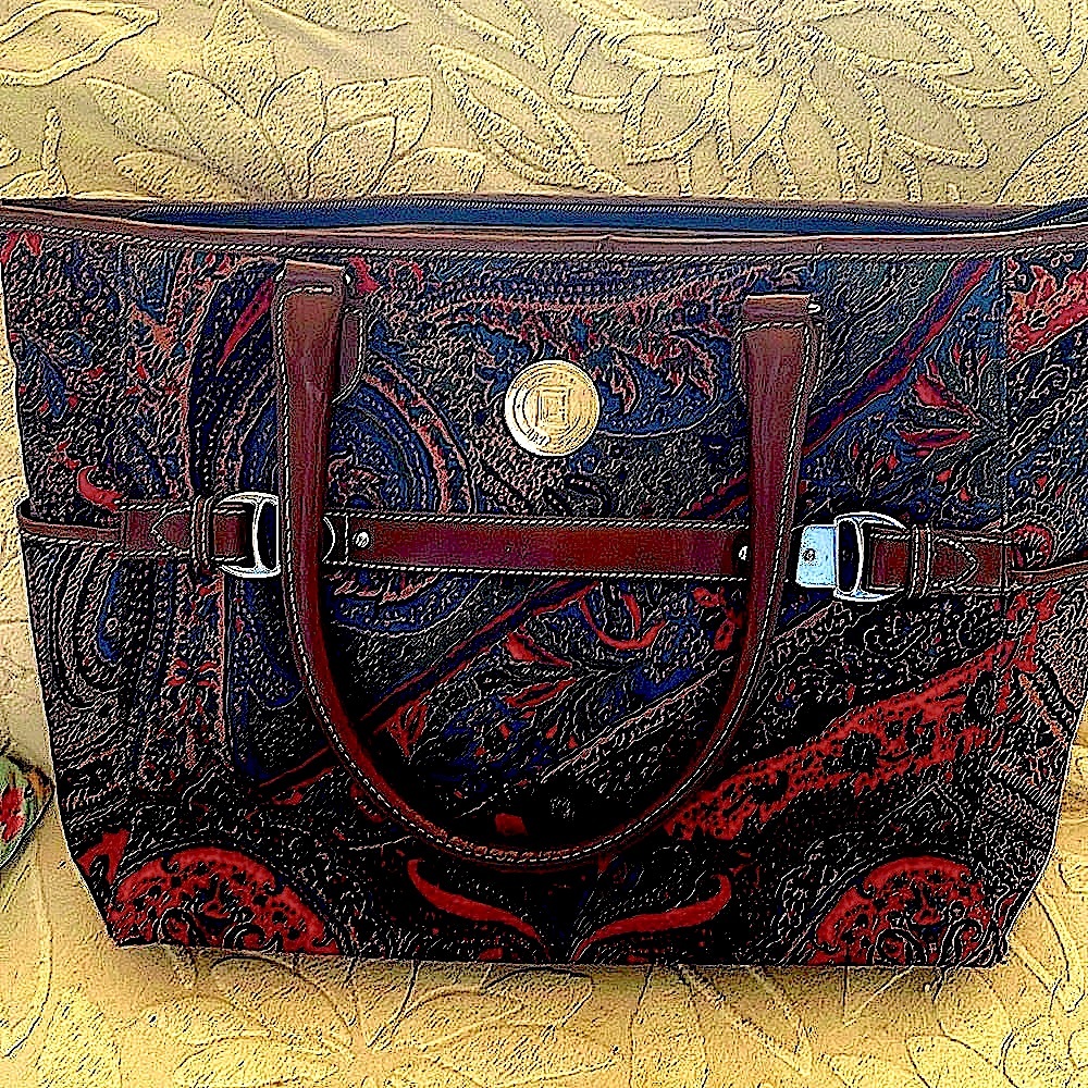 Ralph Lauren Chaps Women’s Laptop Shoulder Tote Bag Multi Color Large